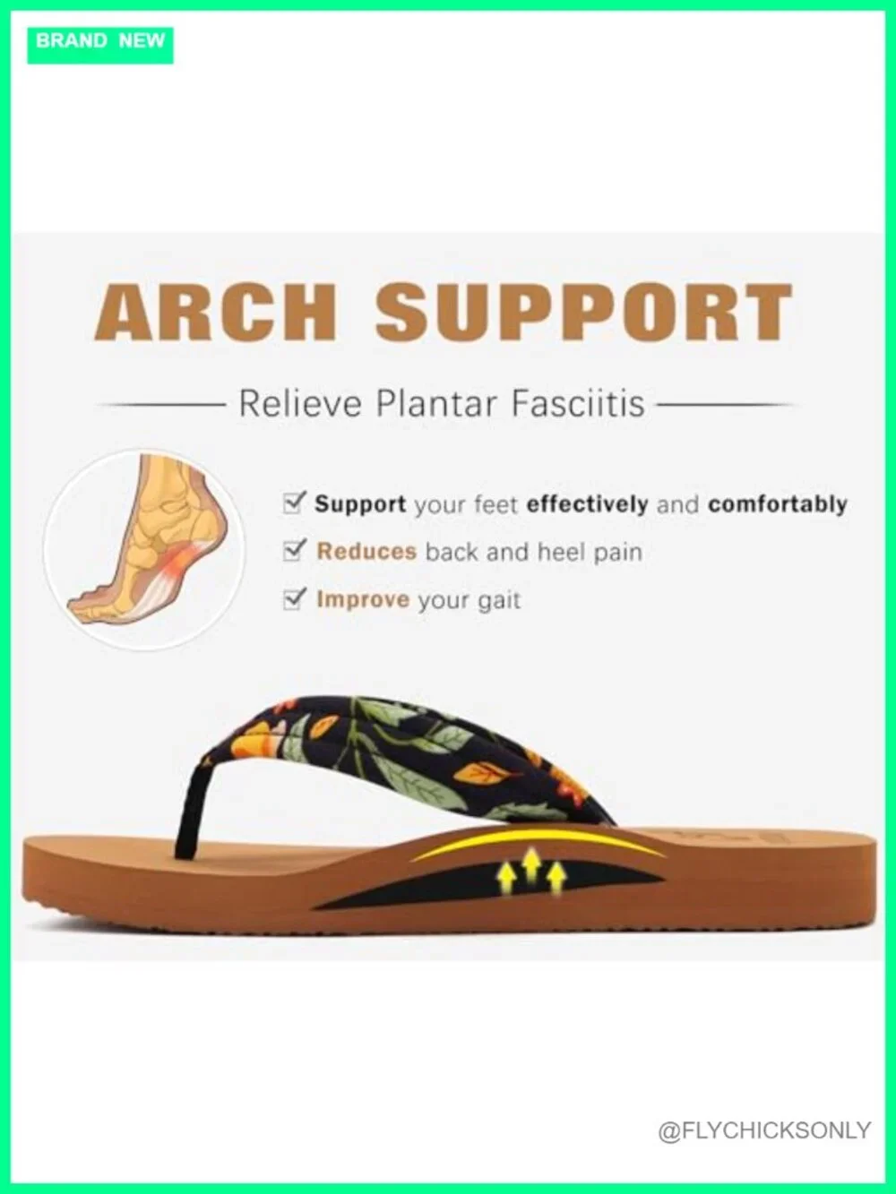 Women's Flip Flops with Arch Support Yoga Mat Cushion Non-Slip